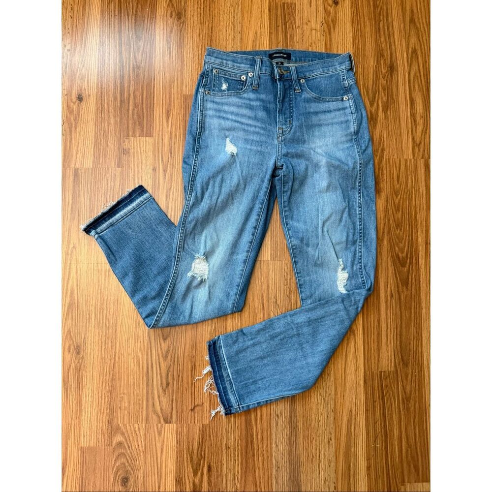 J. Crew Womens Vintage Straight Eco Distressed Jeans Medium Wash Blue Size 25